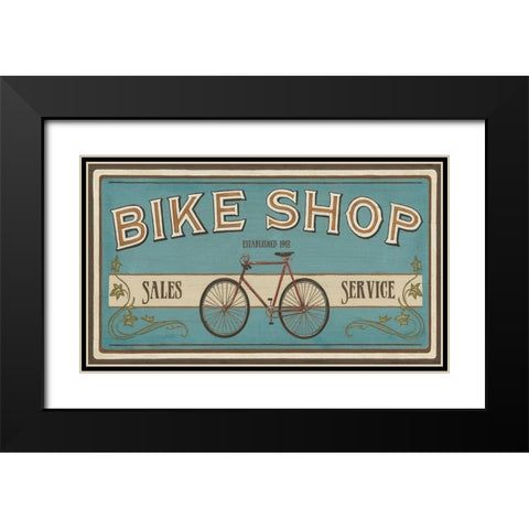 Custom Bike Shop I Black Modern Wood Framed Art Print with Double Matting by Vess, June Erica