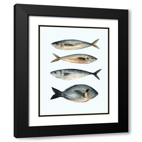 Four Fish I Black Modern Wood Framed Art Print with Double Matting by Scarvey, Emma