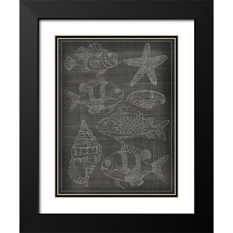 Sea Chart II Black Modern Wood Framed Art Print with Double Matting by Zarris, Chariklia