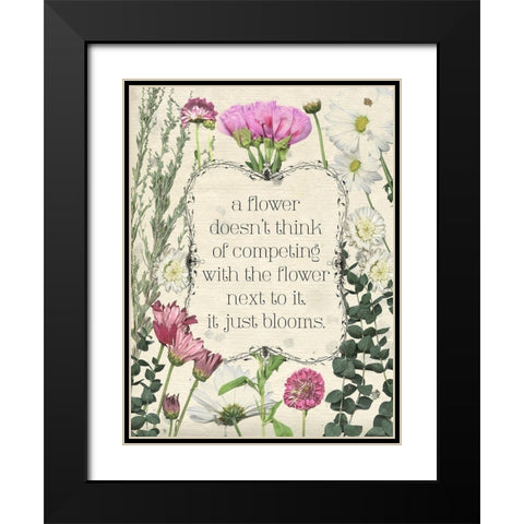 Pressed Floral Quote III Black Modern Wood Framed Art Print with Double Matting by Popp, Grace