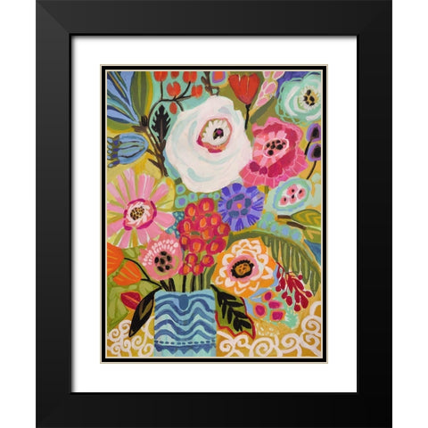 Fresh Flowers in Vase II Black Modern Wood Framed Art Print with Double Matting by Fields, Karen
