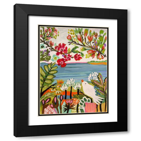 Birds in the Garden II Black Modern Wood Framed Art Print with Double Matting by Fields, Karen