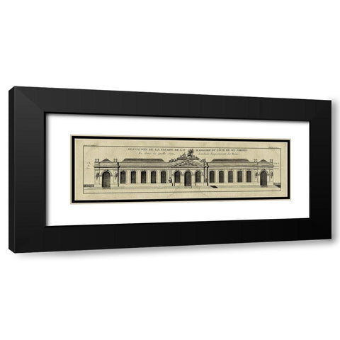 Crackled B and W Palace Facade III Black Modern Wood Framed Art Print with Double Matting by Blondel, J.F.