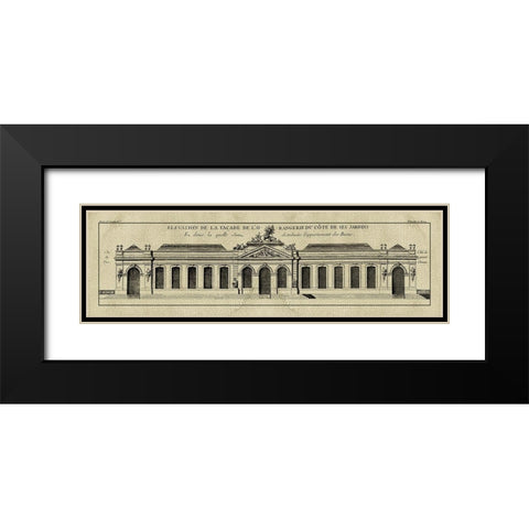 Crackled B and W Palace Facade III Black Modern Wood Framed Art Print with Double Matting by Blondel, J.F.
