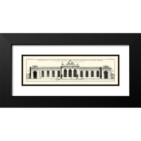Crackled B and W Palace Facade IV Black Modern Wood Framed Art Print with Double Matting by Blondel, J.F.
