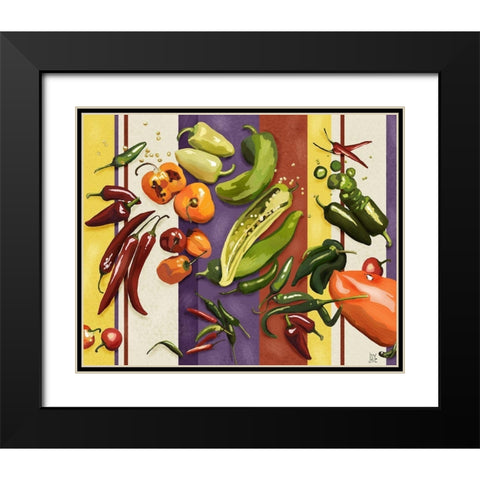 Sarape Peppers I Black Modern Wood Framed Art Print with Double Matting by Reynolds, Jade