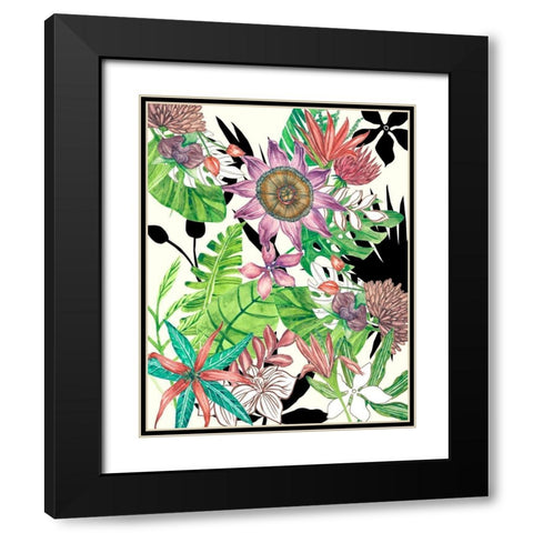 Floral Paradise I Black Modern Wood Framed Art Print with Double Matting by Wang, Melissa