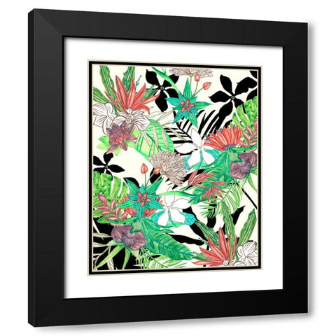 Floral Paradise II Black Modern Wood Framed Art Print with Double Matting by Wang, Melissa