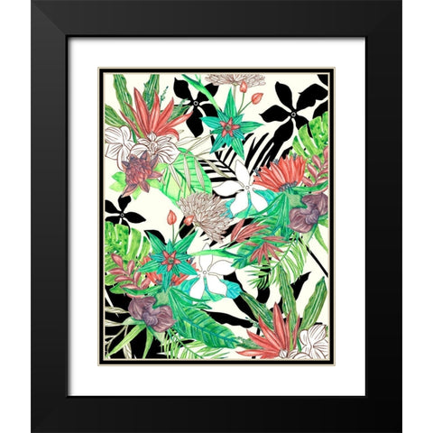 Floral Paradise II Black Modern Wood Framed Art Print with Double Matting by Wang, Melissa