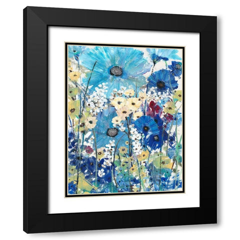 Garden Blues II Black Modern Wood Framed Art Print with Double Matting by OToole, Tim