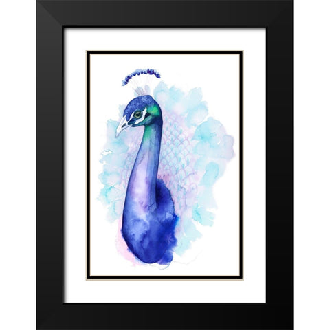 Bejeweled Peacock II Black Modern Wood Framed Art Print with Double Matting by Popp, Grace