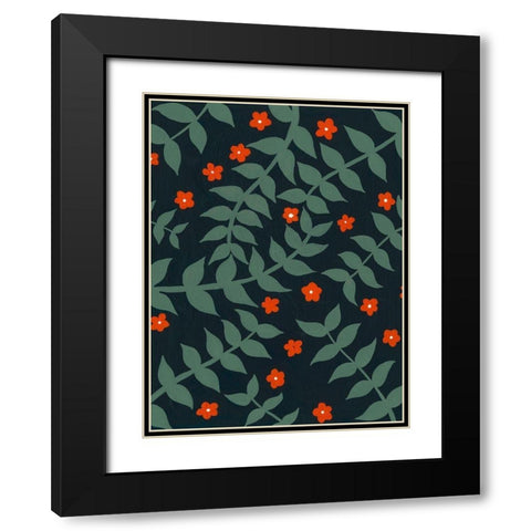 Blooming Garden Pattern I Black Modern Wood Framed Art Print with Double Matting by Moore, Regina