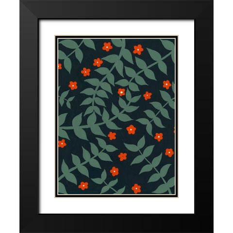 Blooming Garden Pattern I Black Modern Wood Framed Art Print with Double Matting by Moore, Regina