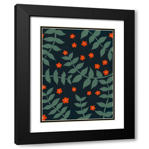Blooming Garden Pattern II Black Modern Wood Framed Art Print with Double Matting by Moore, Regina