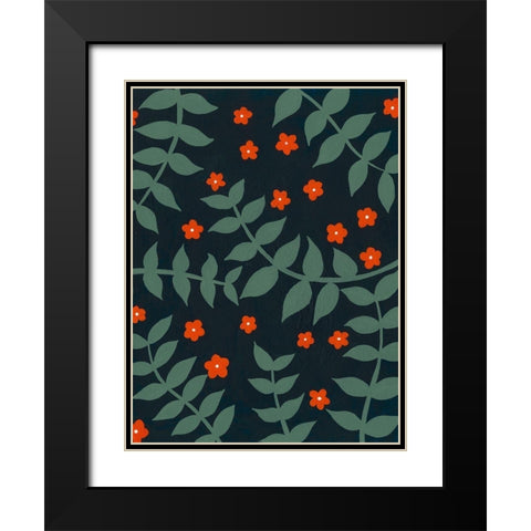 Blooming Garden Pattern II Black Modern Wood Framed Art Print with Double Matting by Moore, Regina