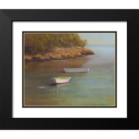 Harbored Dories I Black Modern Wood Framed Art Print with Double Matting by Wendling, Marilyn