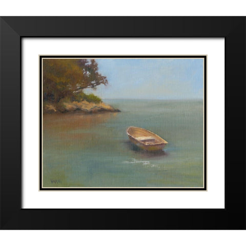 Harbored Dories II Black Modern Wood Framed Art Print with Double Matting by Wendling, Marilyn