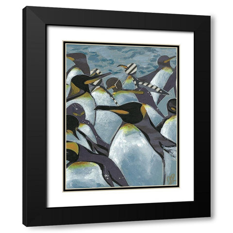 Colony of Penguins II Black Modern Wood Framed Art Print with Double Matting by Rutledge, Jennifer