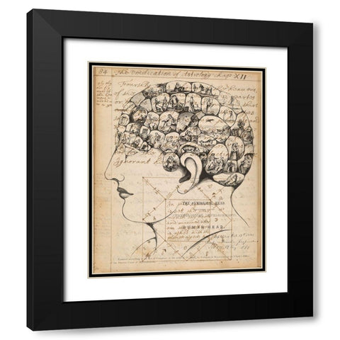 Phrenology Bookpage Black Modern Wood Framed Art Print with Double Matting by Goldberger, Jennifer