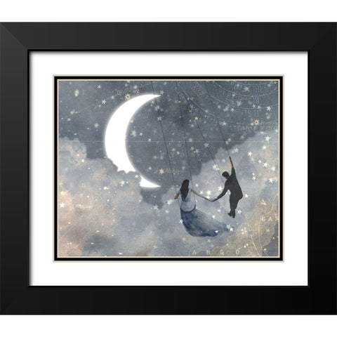 Celestial Love I Black Modern Wood Framed Art Print with Double Matting by Borges, Victoria