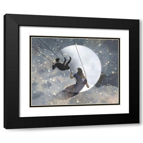 Celestial Love II Black Modern Wood Framed Art Print with Double Matting by Borges, Victoria