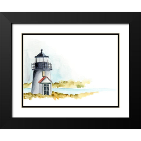 Ocean Beacon I Black Modern Wood Framed Art Print with Double Matting by Moore, Regina