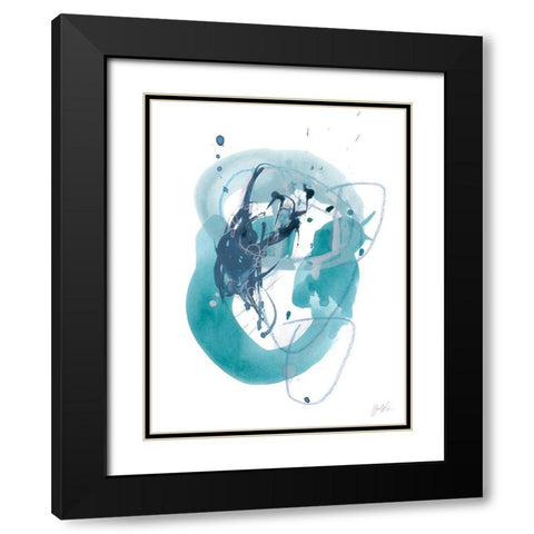 Aqua Orbit IV Black Modern Wood Framed Art Print with Double Matting by Vess, June Erica