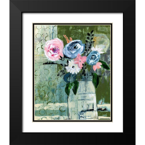 Modern Floral Circle Black Modern Wood Framed Art Print with Double Matting by Daavettila, Tara