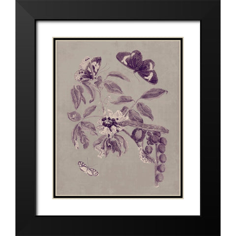 Nature Study in Plum and Taupe II Black Modern Wood Framed Art Print with Double Matting by Merian, Maria S.