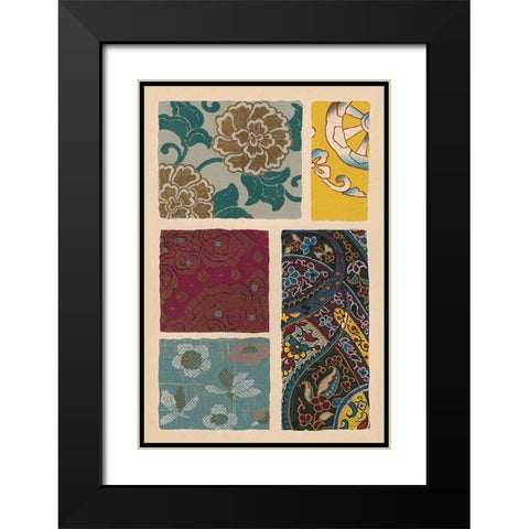 Japanese Textile Design I Black Modern Wood Framed Art Print with Double Matting by Seizan, Ema