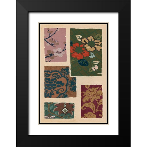 Japanese Textile Design II Black Modern Wood Framed Art Print with Double Matting by Seizan, Ema