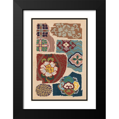 Japanese Textile Design III Black Modern Wood Framed Art Print with Double Matting by Seizan, Ema