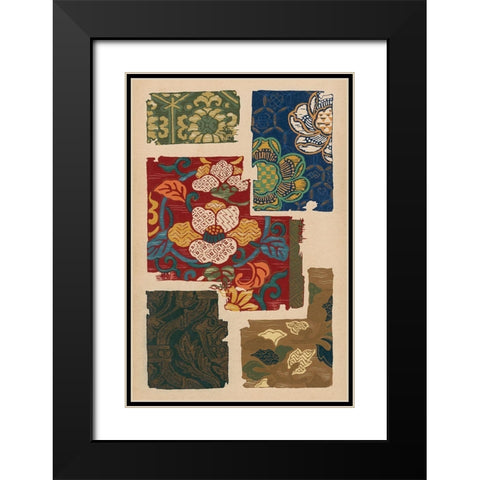 Japanese Textile Design IV Black Modern Wood Framed Art Print with Double Matting by Seizan, Ema