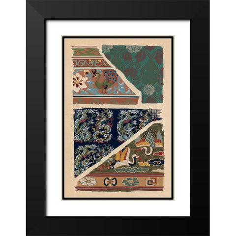 Japanese Textile Design VI Black Modern Wood Framed Art Print with Double Matting by Seizan, Ema