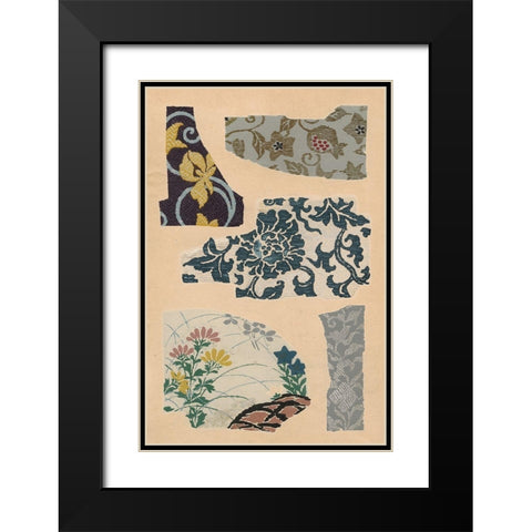 Japanese Textile Design VII Black Modern Wood Framed Art Print with Double Matting by Seizan, Ema