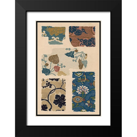 Japanese Textile Design VIII Black Modern Wood Framed Art Print with Double Matting by Seizan, Ema