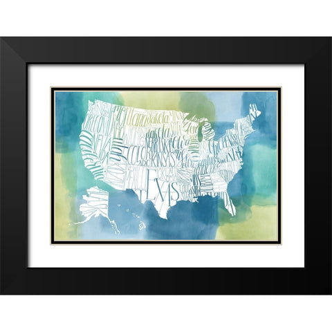 Patchwork USA Black Modern Wood Framed Art Print with Double Matting by Popp, Grace