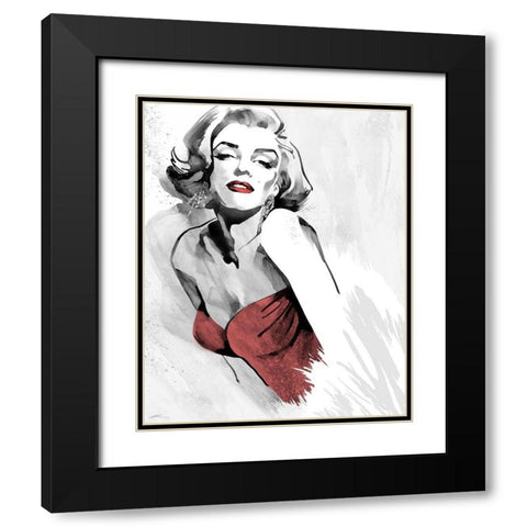 Marilyns Pose Red Dress Black Modern Wood Framed Art Print with Double Matting by Rahim, Ellie