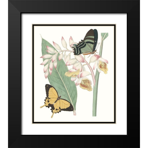 Les Papillons I Black Modern Wood Framed Art Print with Double Matting by Vision Studio