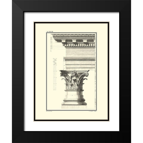 B and W Column and Cornice I Black Modern Wood Framed Art Print with Double Matting by Borra, Giovanni