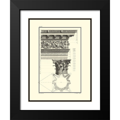 B and W Column and Cornice II Black Modern Wood Framed Art Print with Double Matting by Borra, Giovanni