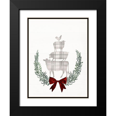 Yuletide Animals II Black Modern Wood Framed Art Print with Double Matting by Borges, Victoria