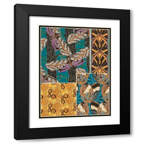 Decorative Butterflies I Black Modern Wood Framed Art Print with Double Matting by Seguy, Eugene