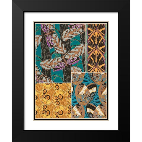 Decorative Butterflies I Black Modern Wood Framed Art Print with Double Matting by Seguy, Eugene
