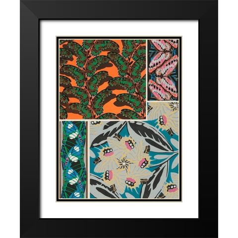 Decorative Butterflies II Black Modern Wood Framed Art Print with Double Matting by Seguy, Eugene