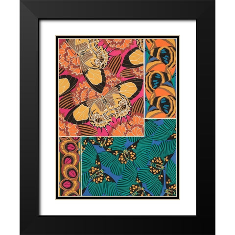 Decorative Butterflies III Black Modern Wood Framed Art Print with Double Matting by Seguy, Eugene