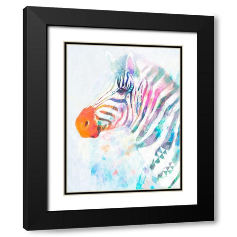 Fluorescent Zebra I Black Modern Wood Framed Art Print with Double Matting by Borges, Victoria