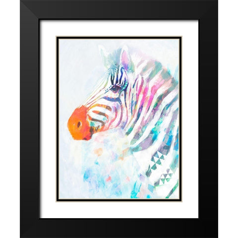 Fluorescent Zebra I Black Modern Wood Framed Art Print with Double Matting by Borges, Victoria