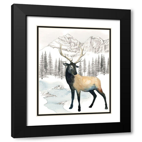 Winter Elk I Black Modern Wood Framed Art Print with Double Matting by Popp, Grace