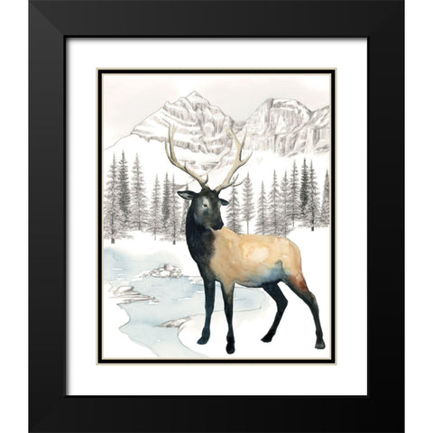 Winter Elk I Black Modern Wood Framed Art Print with Double Matting by Popp, Grace